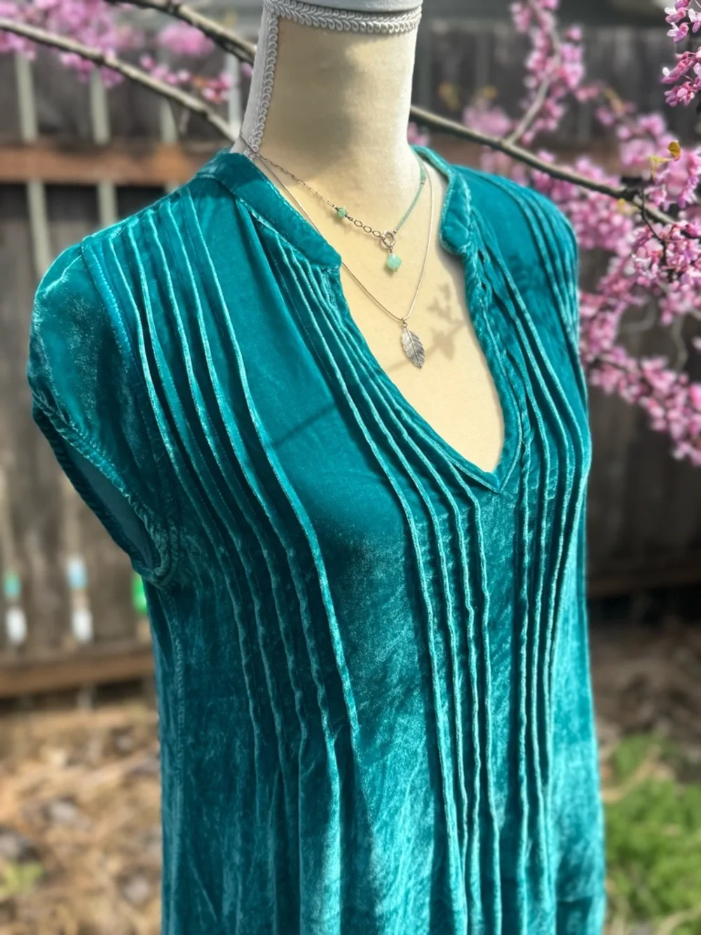 CP Shades Velvet Teal V-Neck Tunic Top - Picture 8 of 12